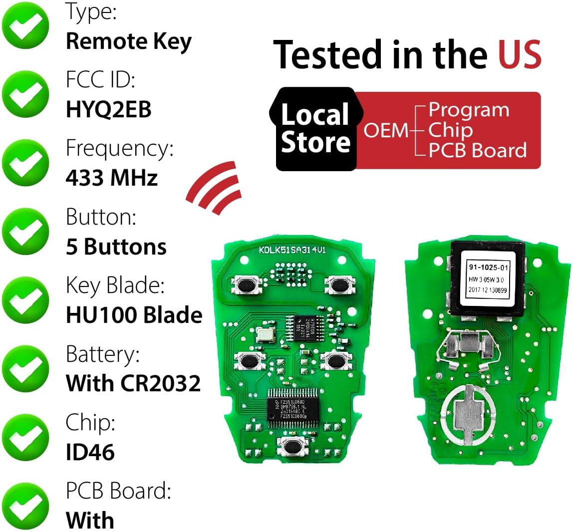 Car Key Fob Remote Keyless Entry Control HYQ2EB 433MHz 5 Button Replacement for 2015-2020 Cadillac XT5 XTS XT4 SRX - Image 4