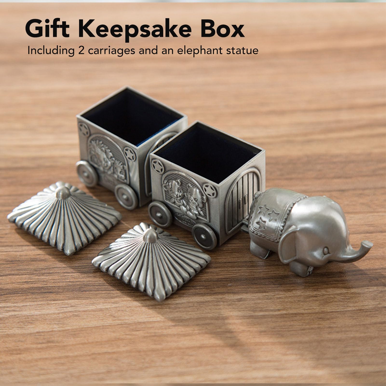 Juego de Caja de Recuerdos de Elefante con Primer Diente y Rizo, Recipiente Organizador de Hadas para Dientes de bebé, Soporte para Latas de Caja de Dientes para Niños, Regalos