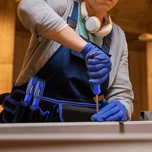 Miniatura 7 de CARTMAN Juego de destornilladores magnéticos de 12 piezas, 6 Phillips y 6 planos, juego de herramientas manuales de agarre de cojín profesional