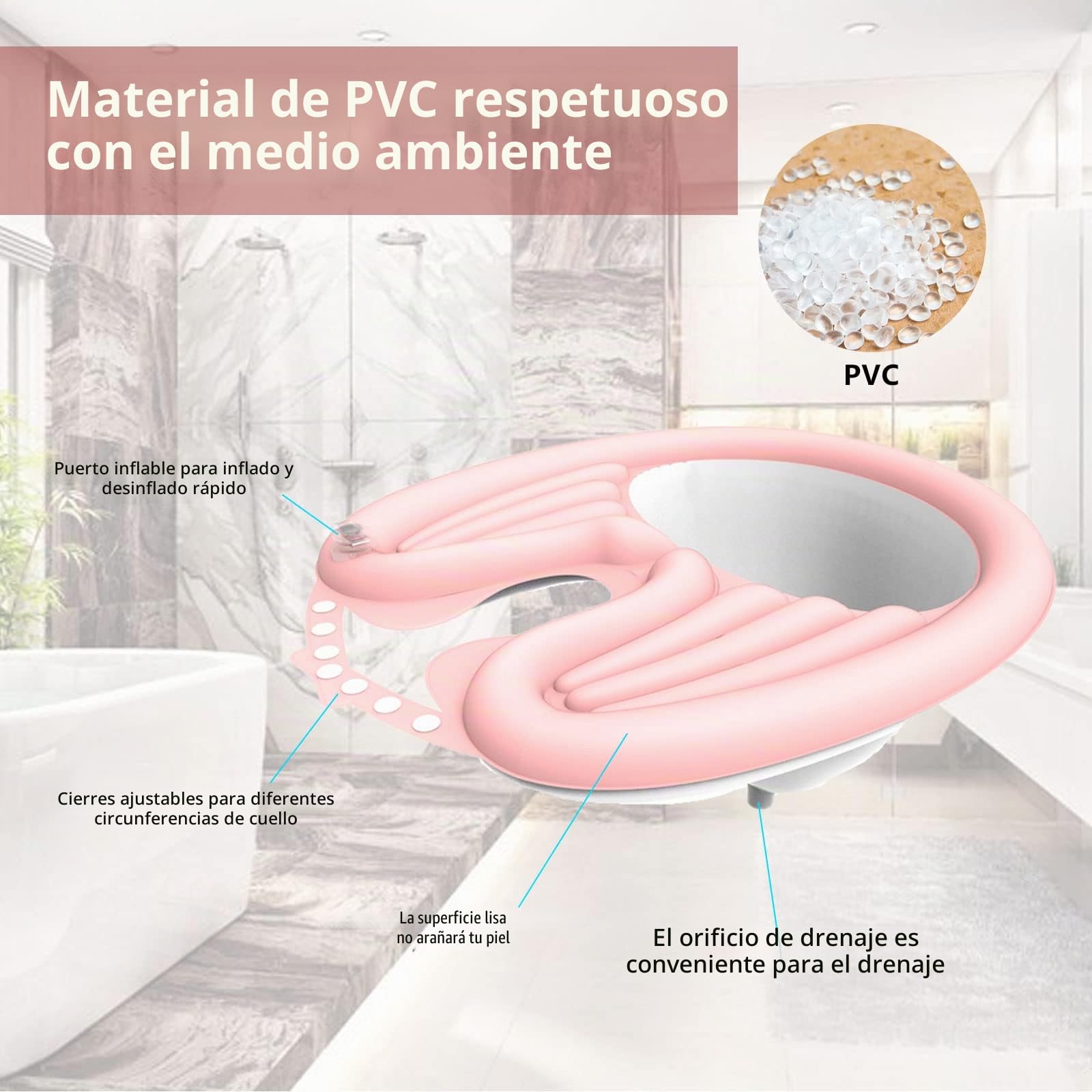 Lavabo inflable para champú, bandeja portátil para lavar el cabello con bomba de aire y drenaje, cuenco ligero para champú postrado en cama, discapacitados, personas mayores, embarazadas, niños