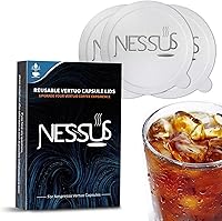 Vista 1 de Nessus Juego de 200 cápsulas reutilizables originales de papel de aluminio de Vertuo, [ALSeal EZ FIT] para cápsulas recargables Nespresso