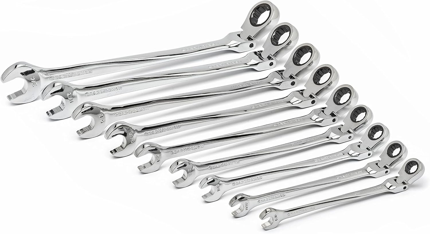 GEARWRENCH 9 Pc. 12 Pt. XL XBeam Flex Head Ratcheting Combination Wrench Set, SAE 85298