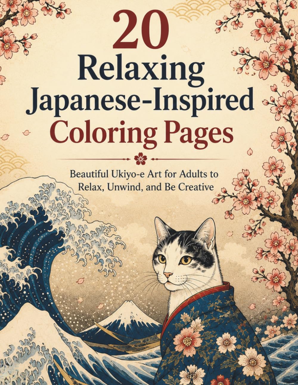 20 Relaxing Japanese-Inspired Coloring Pages: Beautiful Ukiyo-e Art for Adults