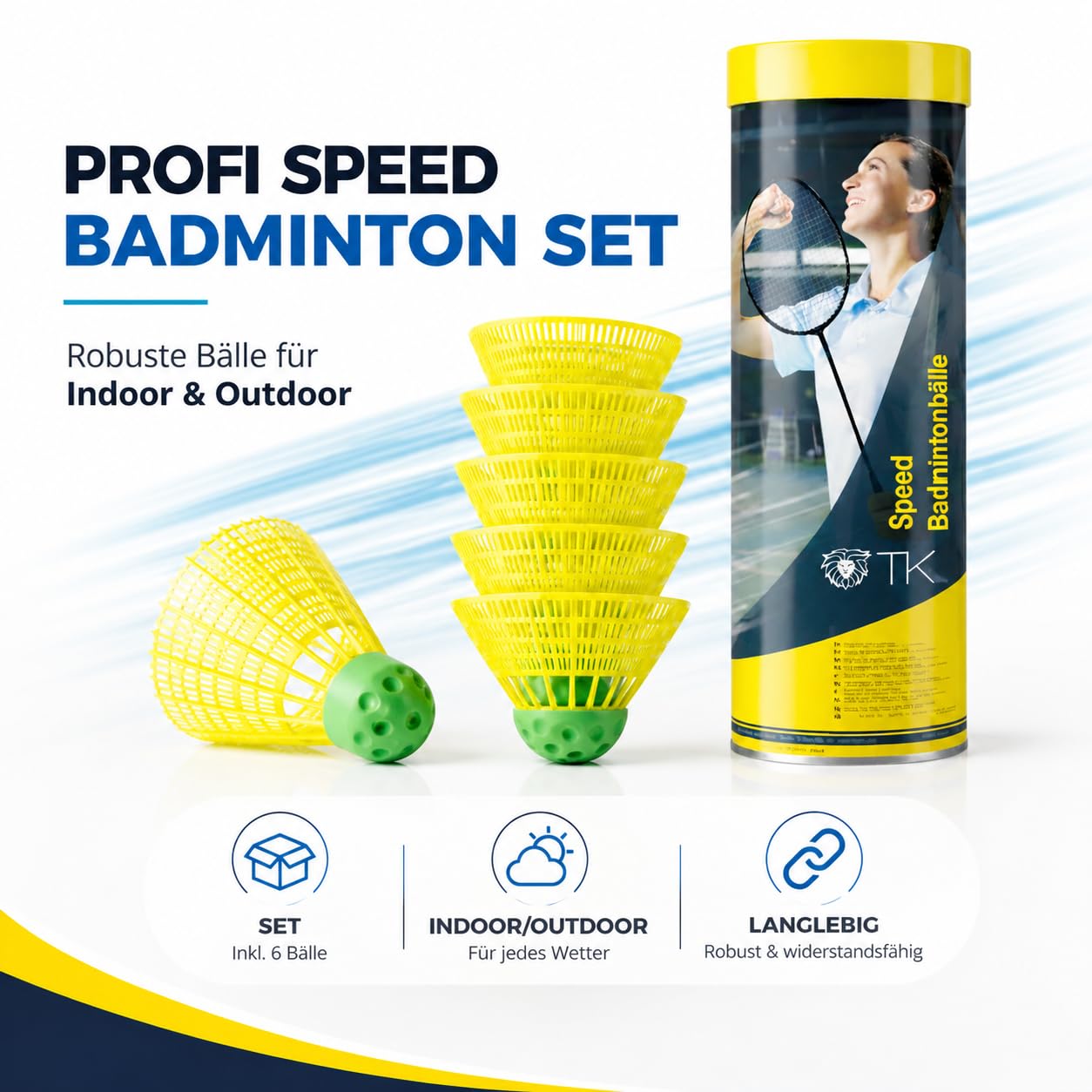 TK Gruppe Timo Klingler Sportyfits® Speedbadminton - Palline da badminton, per allenamento e competizioni e badminton, per interni ed esterni