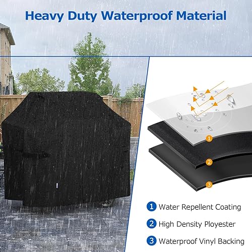 Miniatura 4 de SunPatio Funda para parrilla de barbacoa de 51 pulgadas, resistente al agua, para exteriores, compatible con parrillas Weber Spirit 300 y Spirit Il