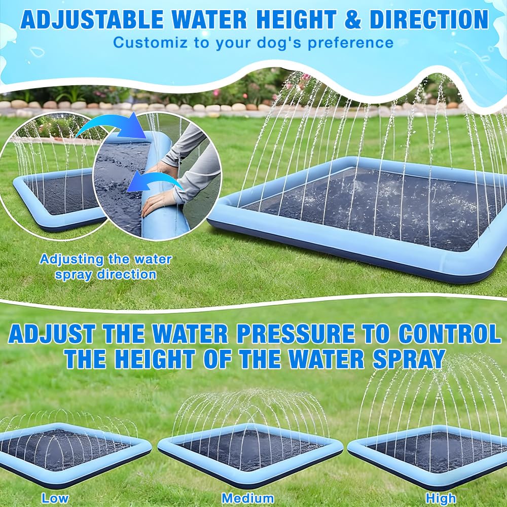 Wasserspielzeug Kinder Outdoor Spiele mit Antirutschfunktion, 200cm Splash Pad für Kinder, Wassersprinkler Kinder Splash Pad, Gartenspielzeug Kind Sprinkler (Quadratisch 200cm)