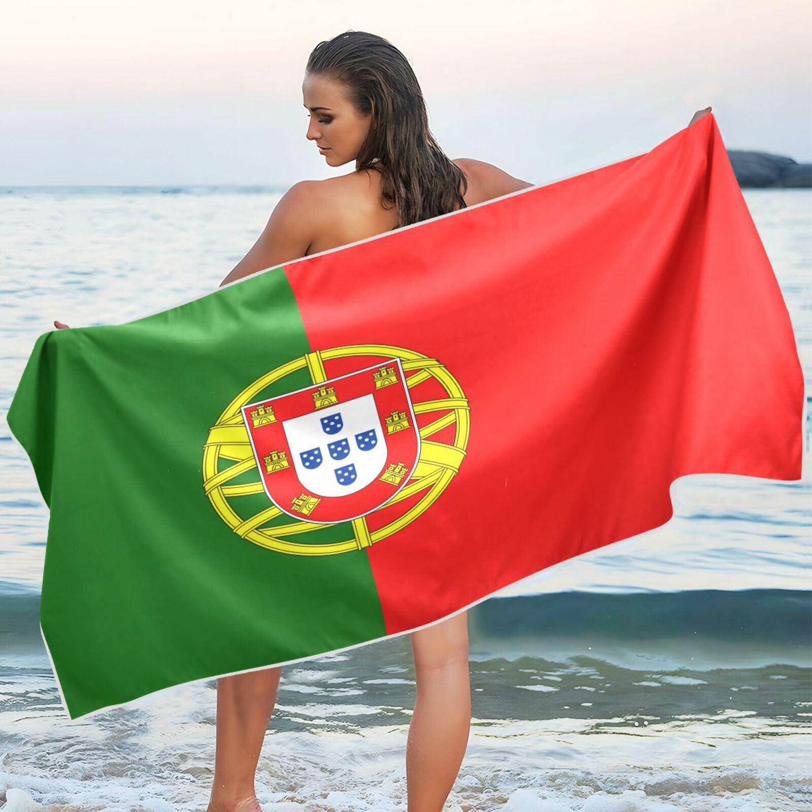 Flaga Portugalia ręczniki kąpielowe plaża 79 cm x 178 cm miękkie i chłonne ręczniki plażowe oversize dla kobiet, w podróż, kemping i wakacje
