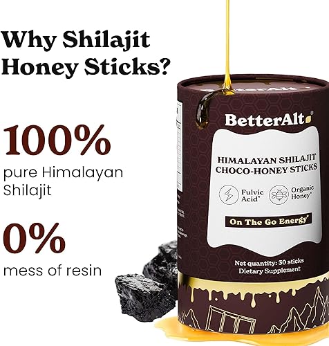 Miniatura 79 de Better Alt Palitos de shilajit puro del Himalaya con miel orgánica, azafrán Shilajit fácil de consumir 30 barras para impulso de energía y apoyo