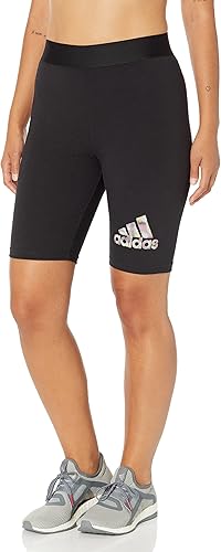 adidas Badge of Sport - Pantalones cortos de ciclismo con estampado de 2 tonos y 3 rayas para mujer