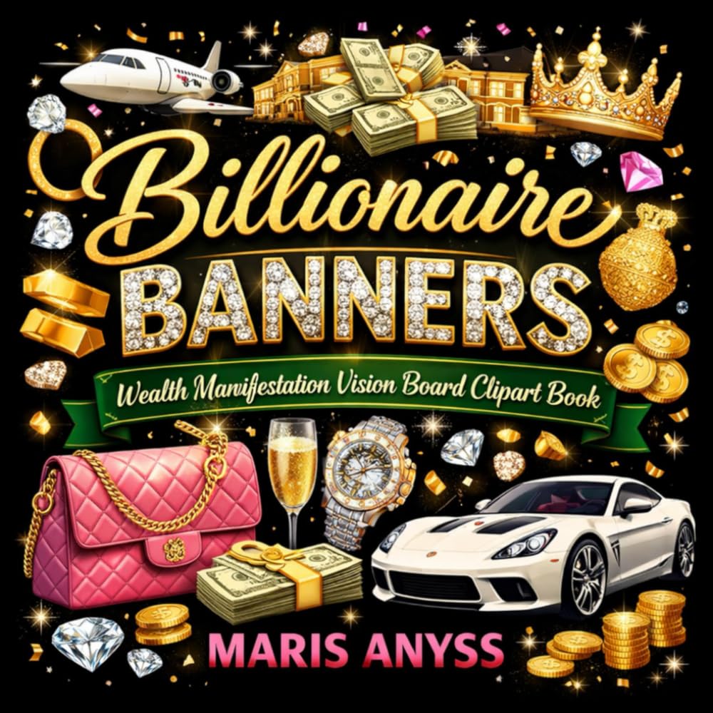 Billionaire Banners: Colorful Banners, Quotes, and Money Symbols for Inspirational Self Help, Success, and Wealth Manifestation Vision Board Clipart Book