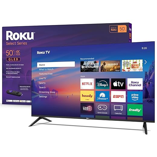 Roku Smart TV 2026 – 50-Inch Select Series, 4K QLED TV – Roku TV with Voice Remote – Flat Screen QLED Television with Wi-Fi for Streaming Live Local News, Sports, & Movies – Bluetooth Headphone Mode