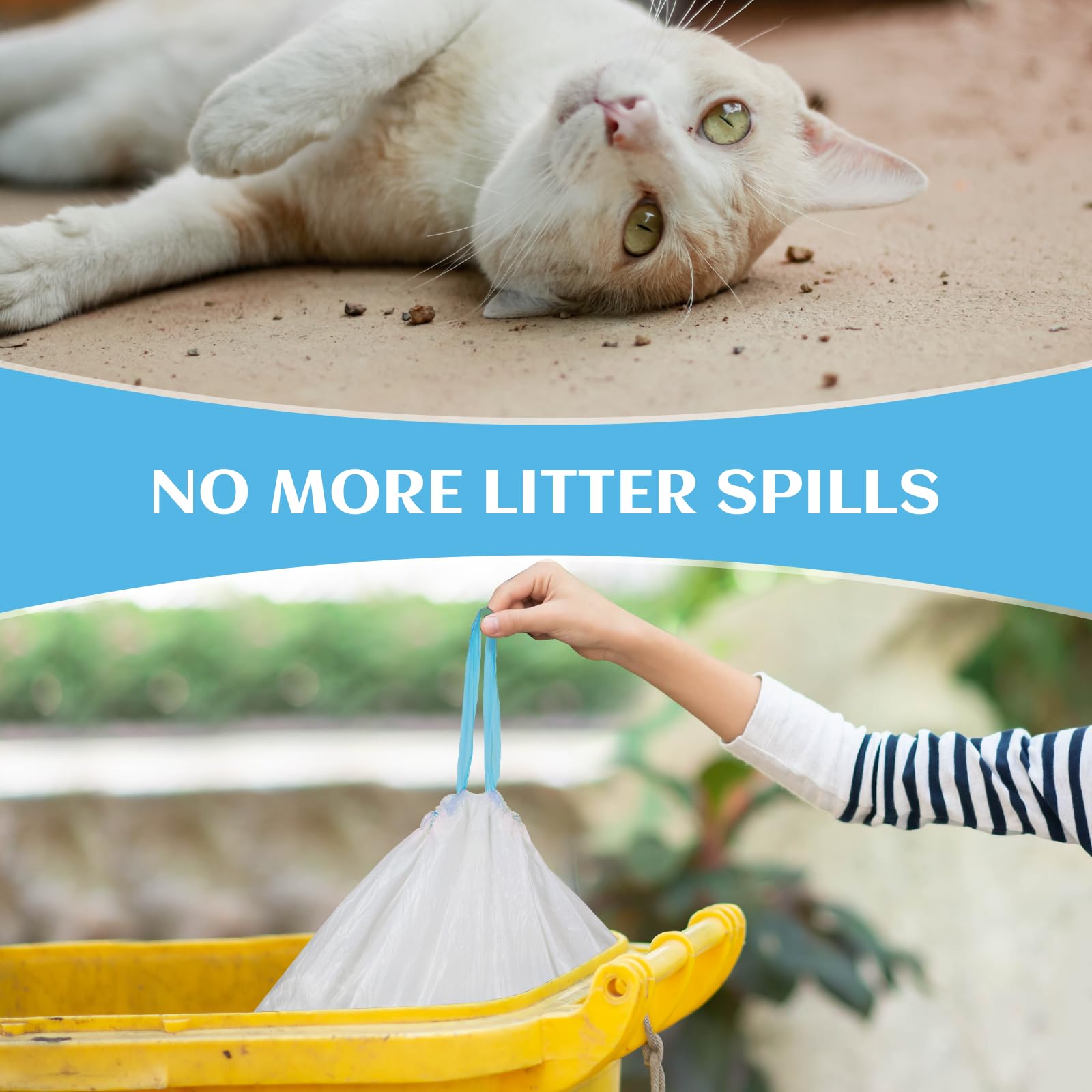 120 bolsas de arena para gatos autolimpiables compatibles con Litter-Robot 3/4, bolsas de arena de repuesto para gatos de alta resistencia con cordón grueso para arena robot 3/4, bolsas de caja de