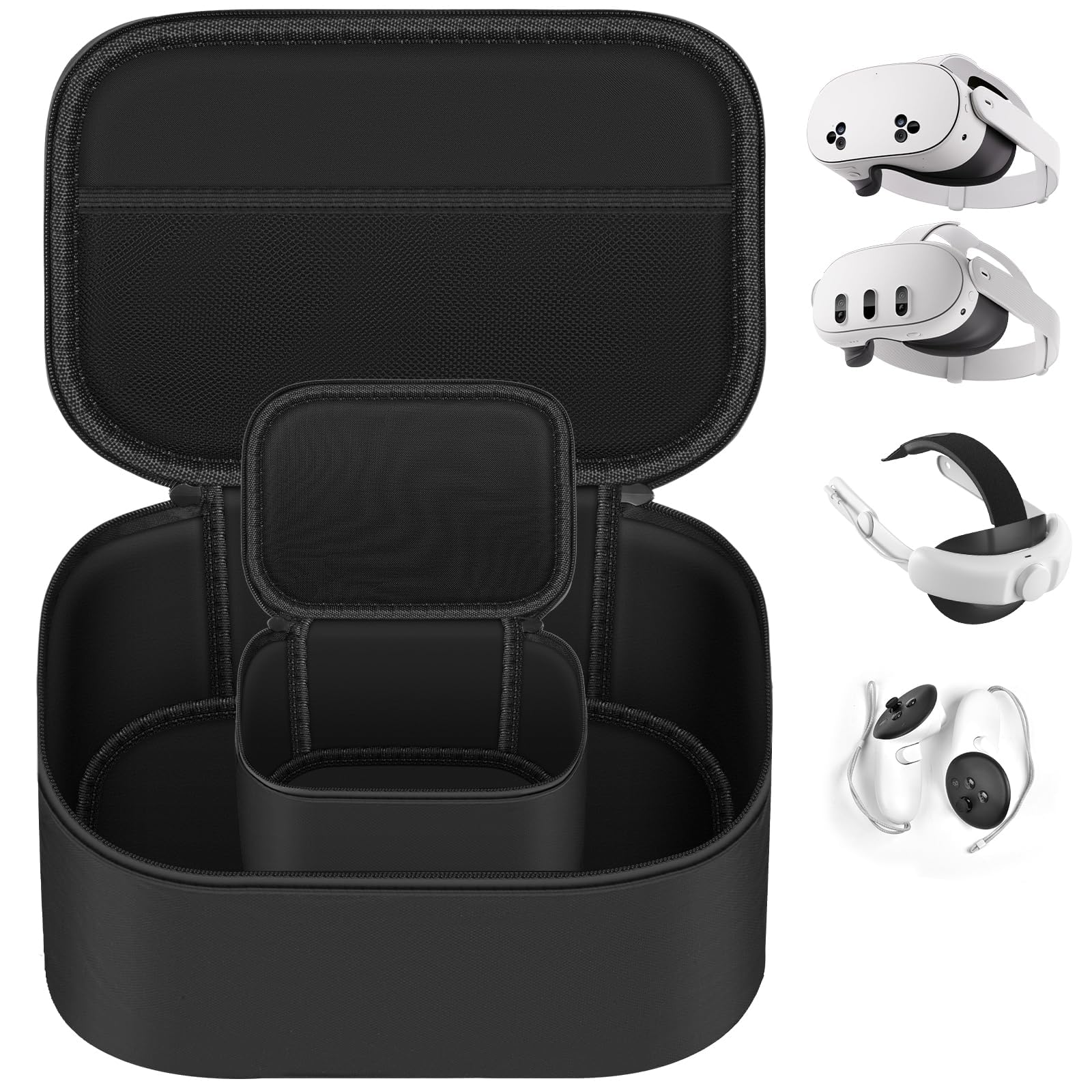 Custodie compatibili con cuffie Meta Quest 3 2/Quest 3S VR, cuffie per realtà virtuale, supporti da viaggio per trasporto Elite, per controller Touch Pro, cavo di collegamento, accessori per batterie