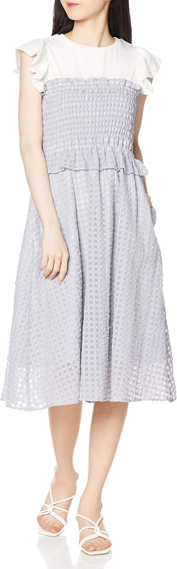 Amazon Co Jp トランテアン ソン ドゥ モード カジュアルドレス ｔシャツ付きギンガムワンピース レディース ｻｯｸｽﾌﾞﾙｰ 36 服 ファッション小物