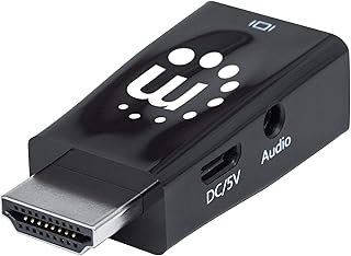 Manhattan HDMI to VGA Converter, HDMI Male to VGA Female with Audio, Optional USB-B Power Port, Black 151542