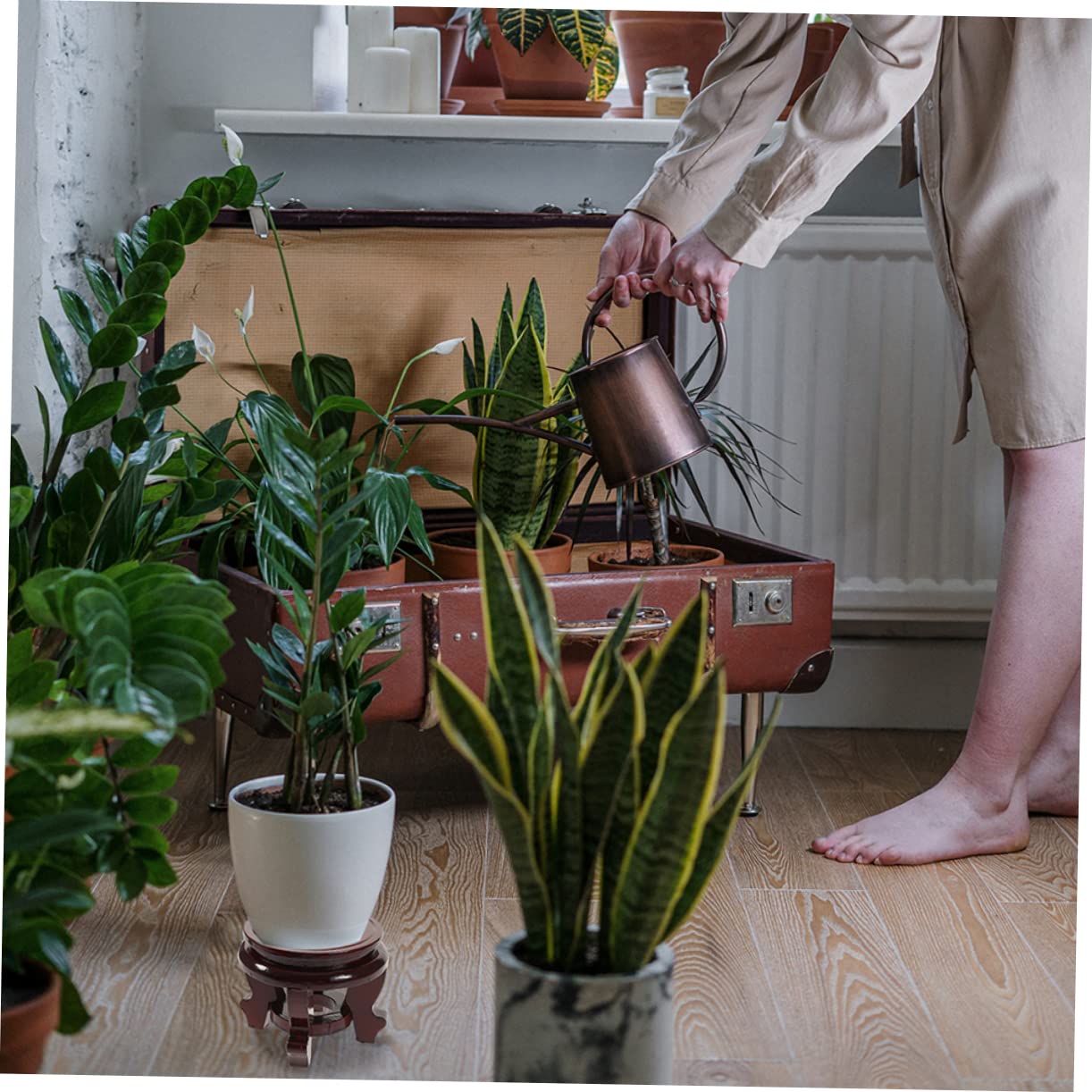 Happyyami Support Bois Pour Pot De Fleur Ou Boule De Cristal - Style Chinois Rétro, Étagère Plante Intérieur