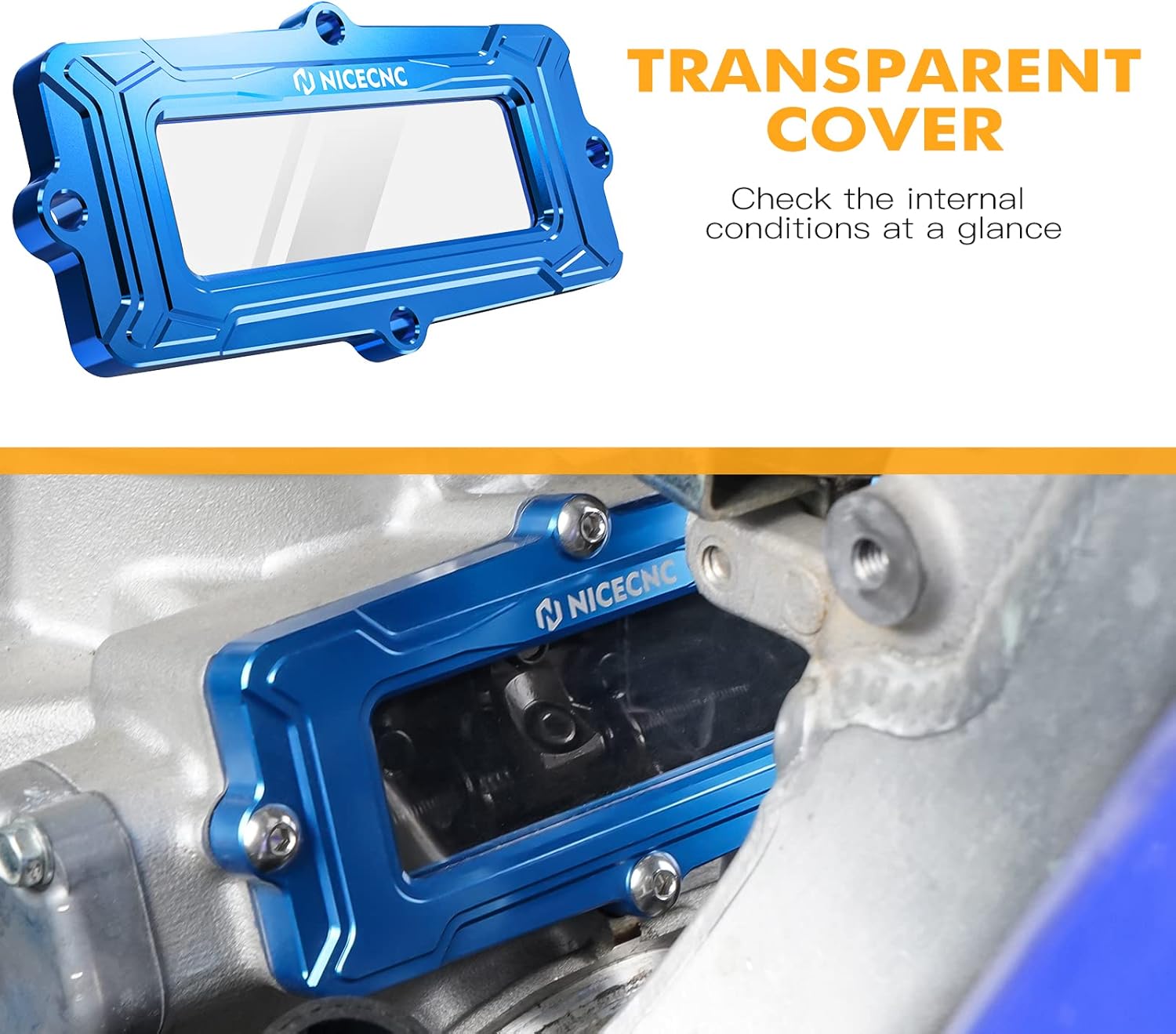 NICECNC Motorcycle Clear Cylinder Escape Power Valvula Cover Compatible with Yamaha YZ250 1999-2024 YZ250X 2016 2017 2018 2019 2020 2021 2022 2023