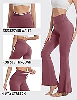 Vista 13 de ZOOSIXX Pantalones de yoga acampanados para mujer, leggings cruzados suaves con corte de bota Azul (Dusty Blue)