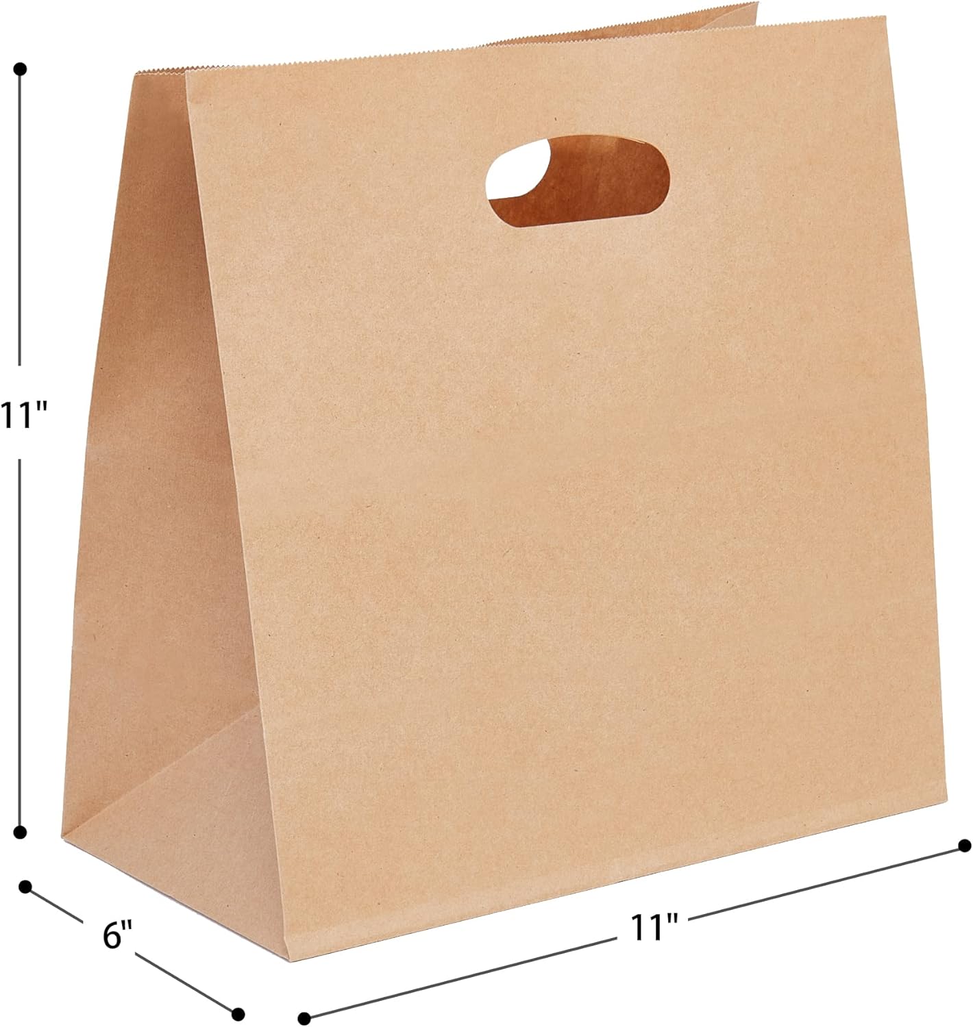 PAICUIKE 200Pcs 11x6x11 Brown Kraft Paper Bags with Handle - Tote Grocery Bags Bulk for Restaurant, Bakery, Retail, Takeout