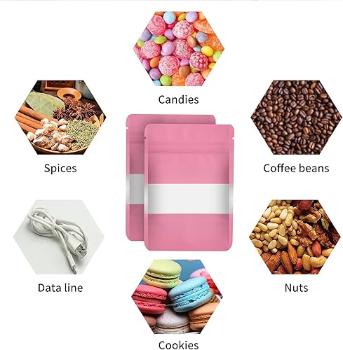 Miniatura 6 de 100 bolsas de almacenamiento de alimentos resellables de Mylar a prueba de olores con ventana transparente, bolsa de aluminio de pie para