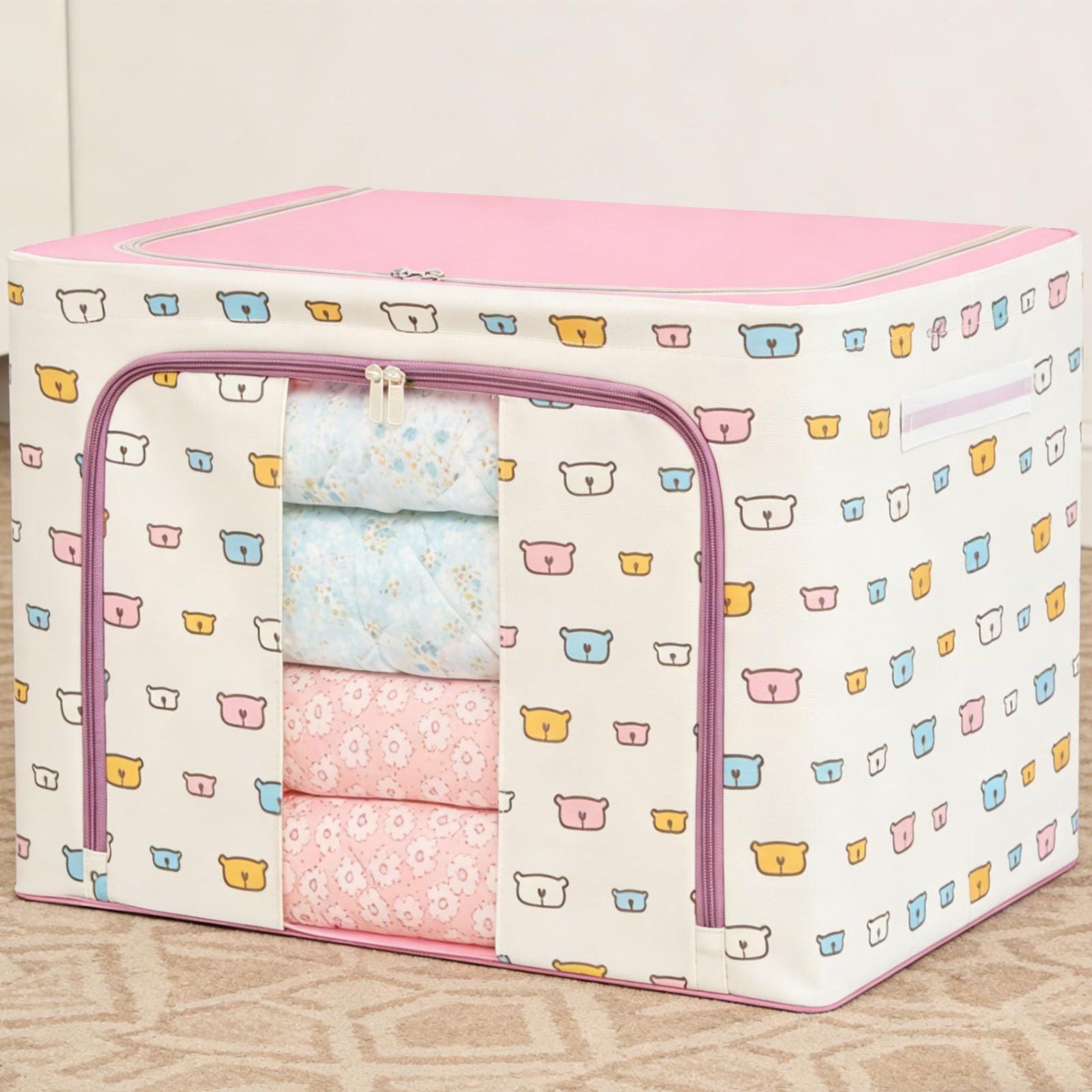 Ejoyous Contenitore Portaoggetti Pieghevole per Abiti, Scatola Organizer per Armadio in Tessuto con Coperchio, Contenitore Lavabile 50x40x33 Cm, per Camera da Letto, Armadio, Scaffale, Guardaroba,