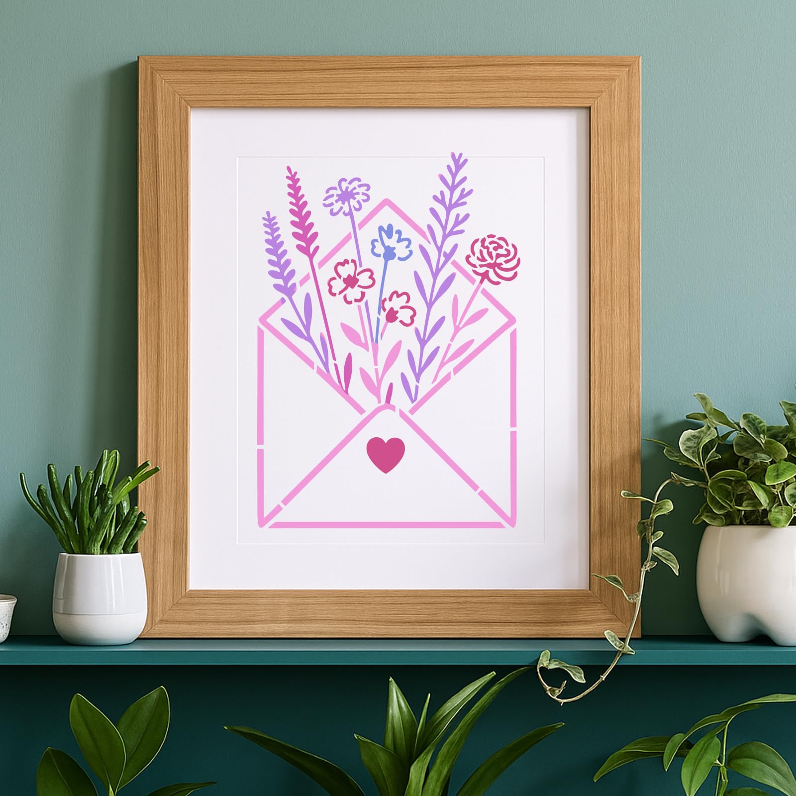 beinkmake 15Pcs Flower Bouquet Stencil PET Painting Templates Moon Inlay Border Stencils for Furniture Reusable DIY Craft for Wall Wood Fabric Canvas Paper Decor 11.7inch - Image 4