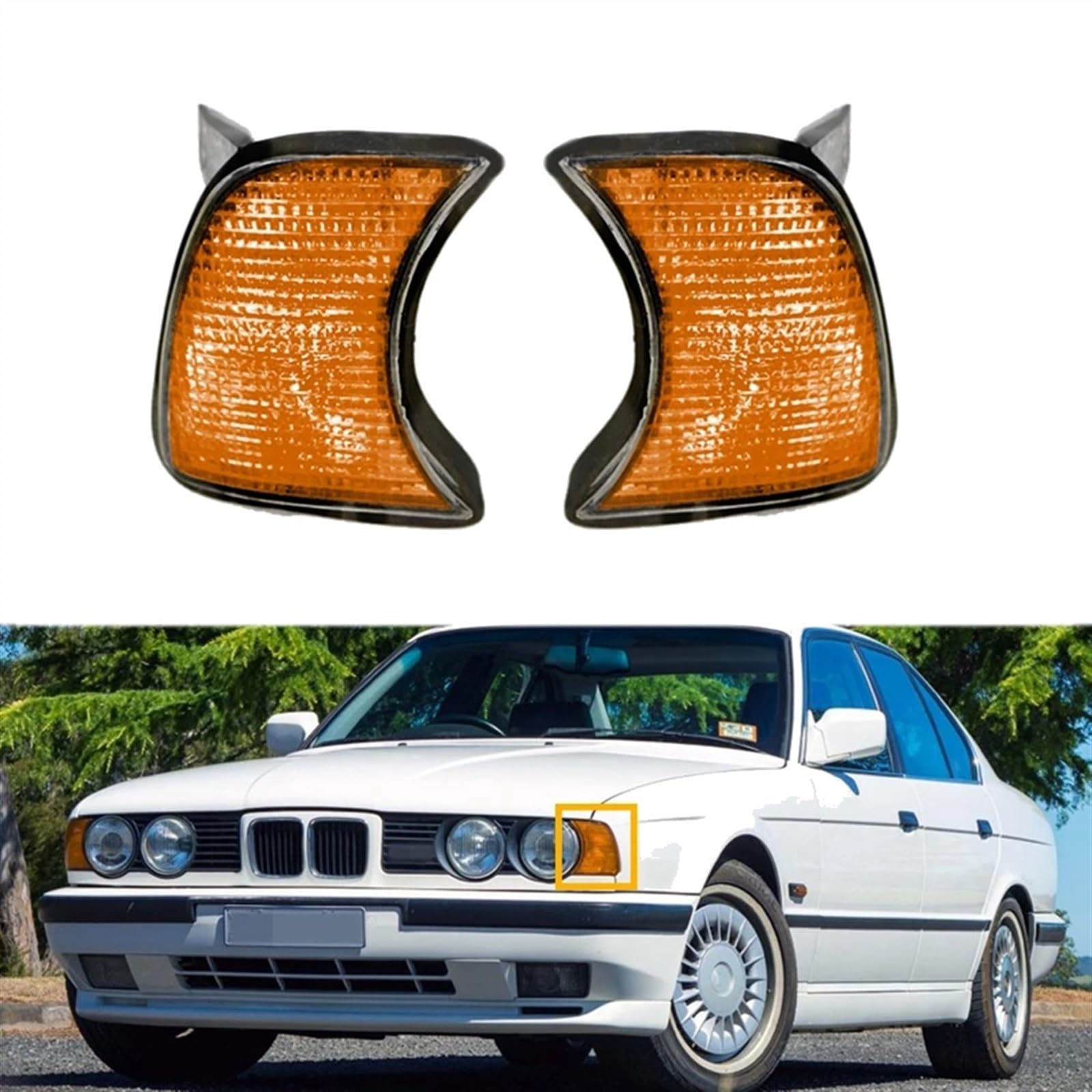 intermitentes laterales Compatible Con BMW Para 5-Series E34 1989-1992 1993 1994 1995 Lámpara De Luz De Esquina De Coche Indicador De Señal De Giro Intermitente De Coche 63131384033 63131384034