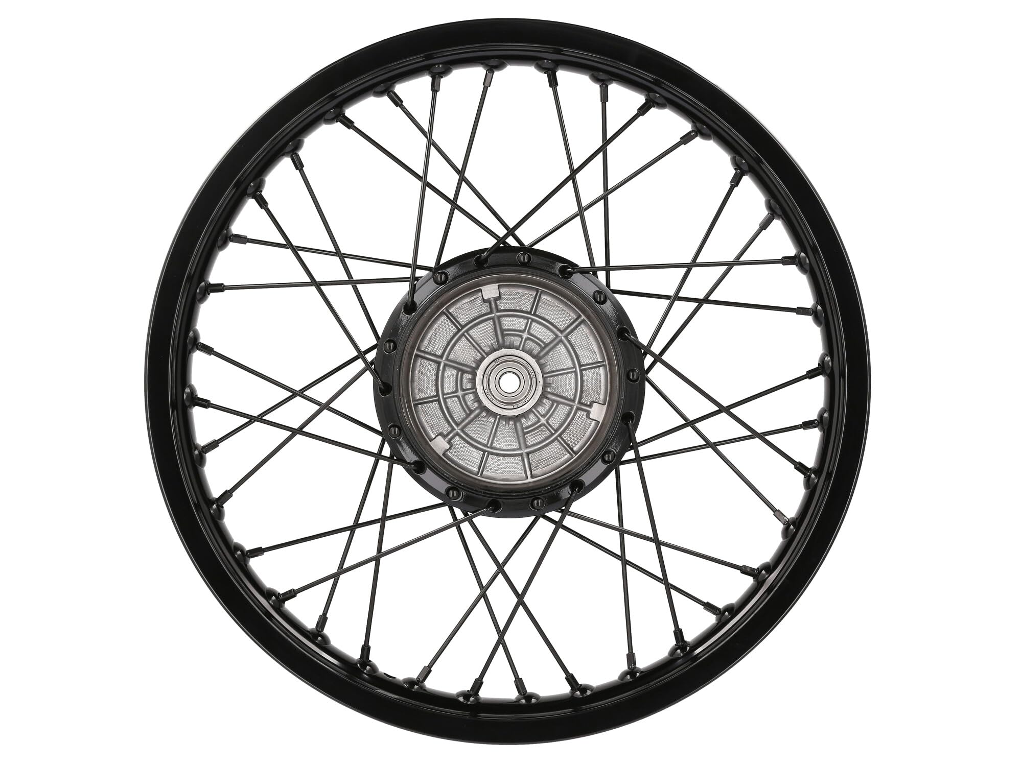 Speichenrad 1,6 x 16" Alufelge, Speichen, Nabe in Schwarz - für Simson S50,