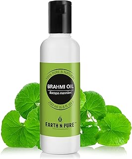 Earth N Pure Brahmi Oil | Pure, Undiluted, Natural, Therapeutic Grade - Ayurvedic Skin,Hair Oil, Calms The Mind, Keeps The Hair Cool, Hair Oil for Hair Growth (200 ml)