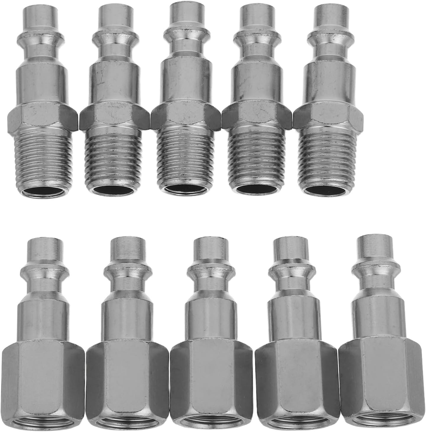 Didiseaon 10pcs Npt 1/4 Male and Female Thread Pneumatic Hose Fittings Quick Connect Air Compressor Adapter Couplers for Industrial Air Hose and Pneumatic Applications