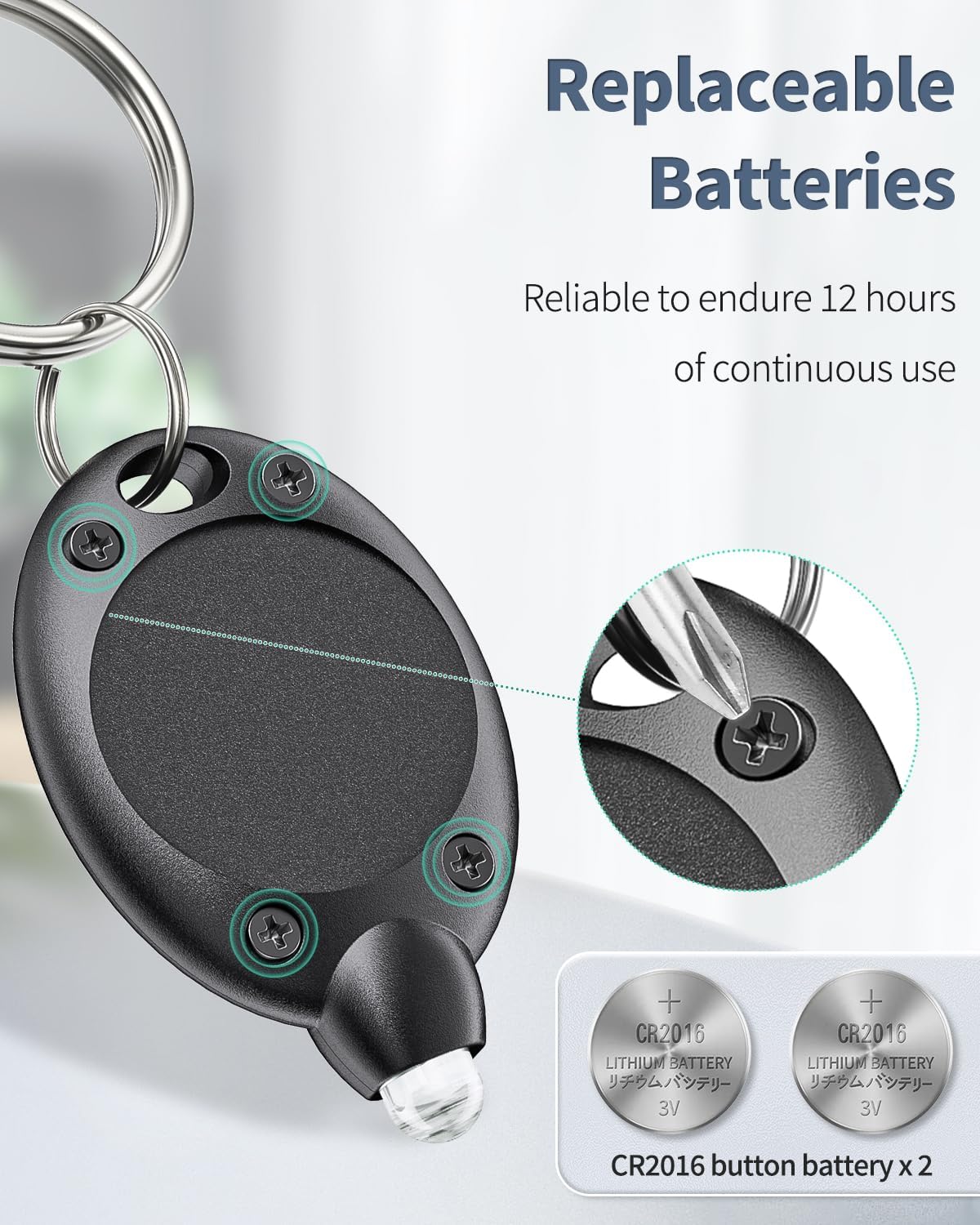 Uniclife 5 Pack LED Keychain Flashlight Mini LED Keychain Light 12 Lumen Portable Ultra Bright Battery Powered Key Ring Torch for Outdoor Camping Hiking and Emergency Lighting, Black Shell