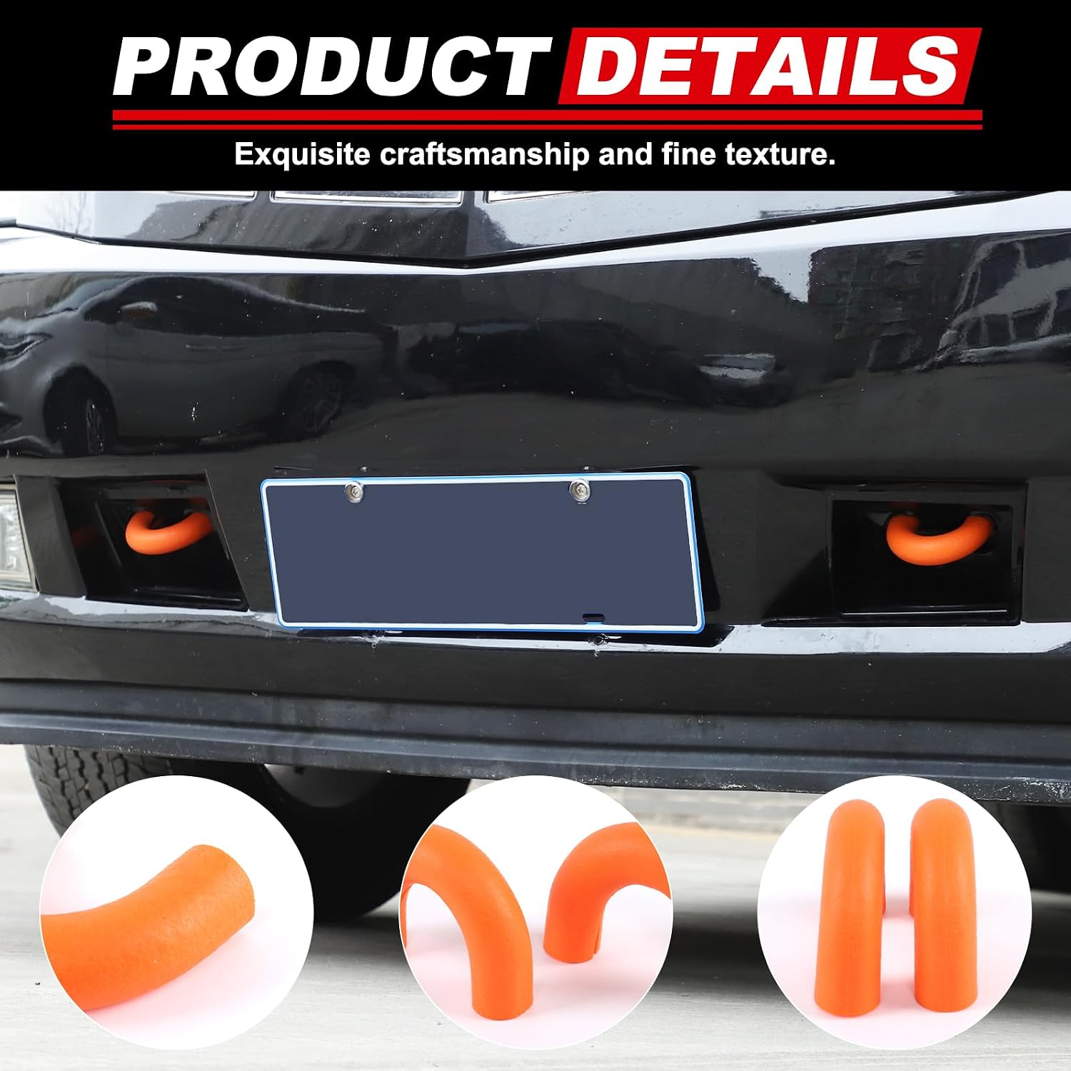 Front Bumper Tow Hook Covers Compatible with Cadillac Escalade 2007-2014, Trailer Hitch Receiver Cover Towing Hitch Rubber Sleeve Protector Cover Exterior Accessories (Orange)