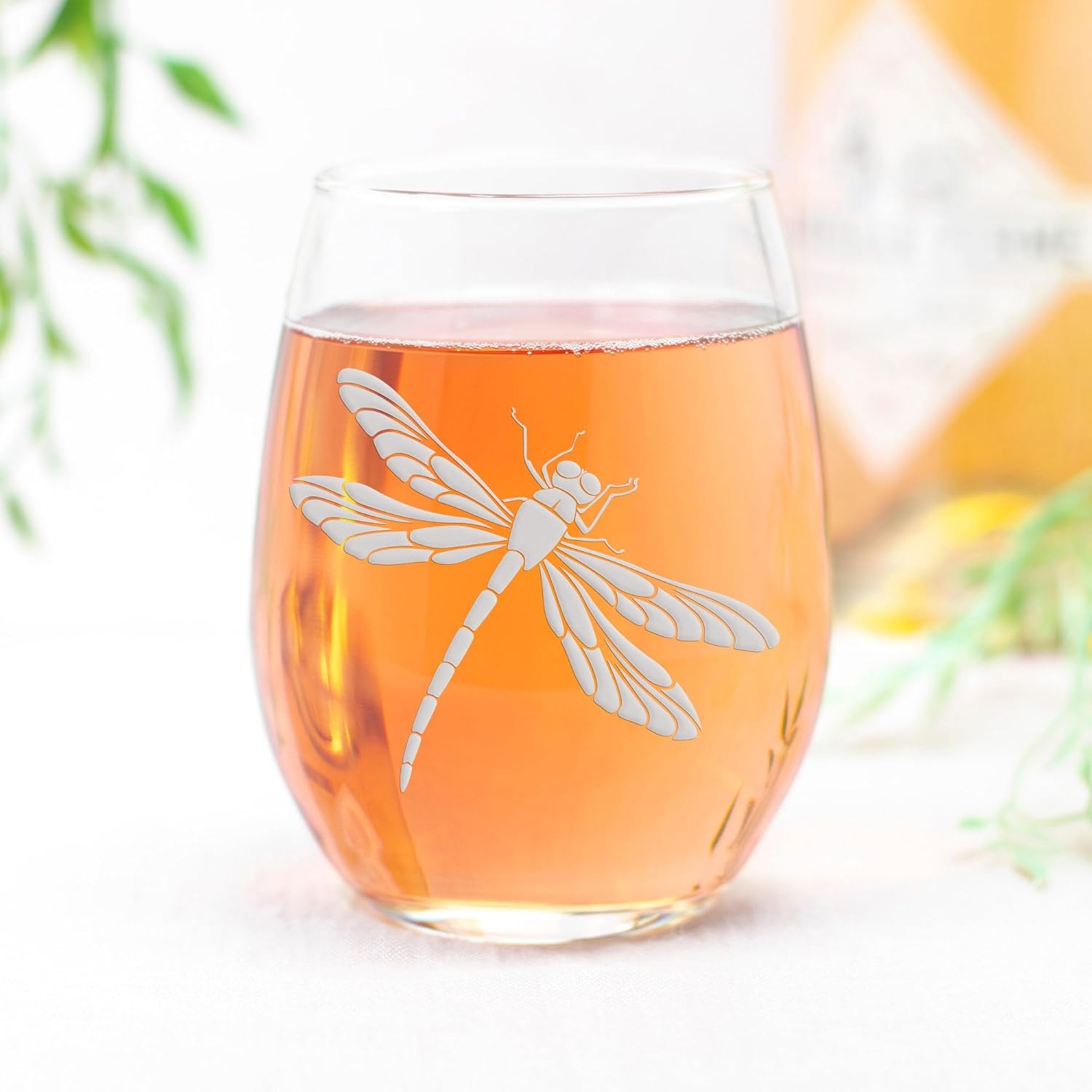 Dragonfly Stemless Wine Glass - Thoughtful Gift for Dragonfly Lovers and Nature Fans - 2 Glasses