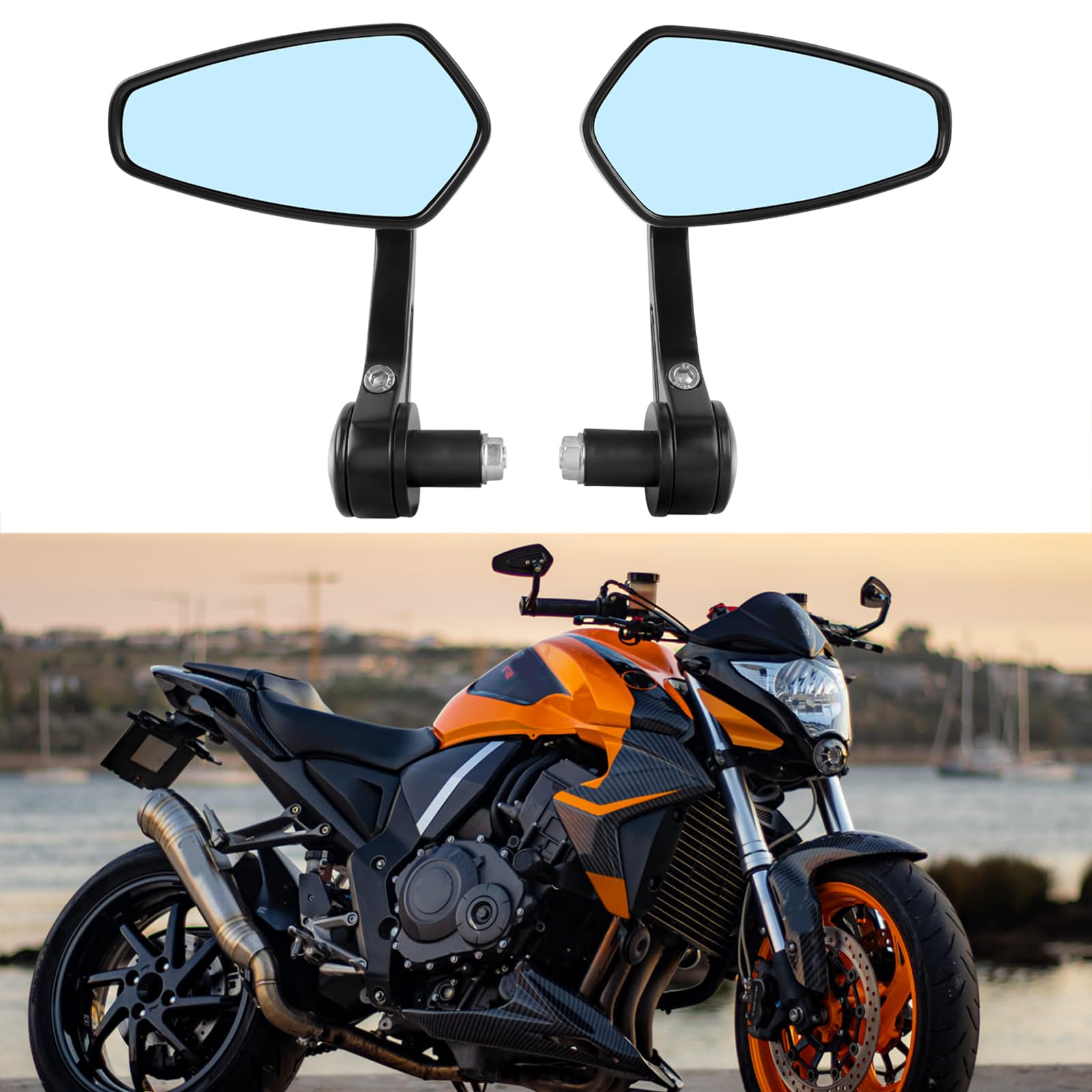 Black Universal Motorcycle Rearview Mirrors 7/8" Bar End Mirrors Compatible with Honda CBR600 Cafe Racer Bobber Cruiser Street Bike