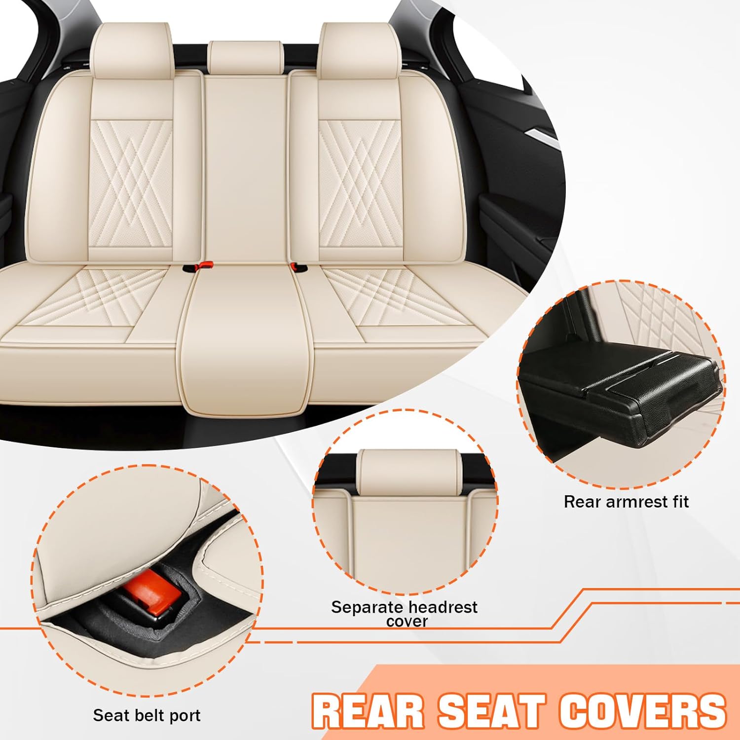Car Seat Covers Compatible with Jeep Liberty 2002-2012 Durable Waterproof Automotive Seat Covers Stretchable Fabric Material, Airbag Compatibility, Premium Nappa Leather(Full Set, Beige Brown)