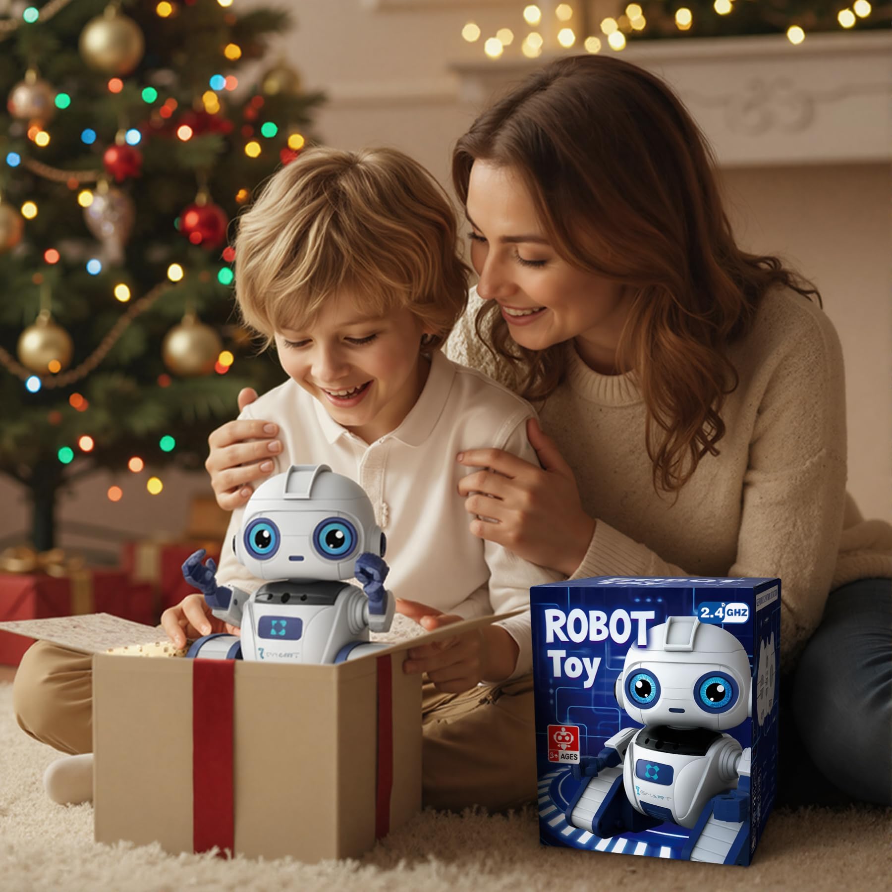 Robot Telecomandato con Controllo Gestuale per Bambini 3-12 Anni, Funzione di Proiezione, Occhi a LED, Musica