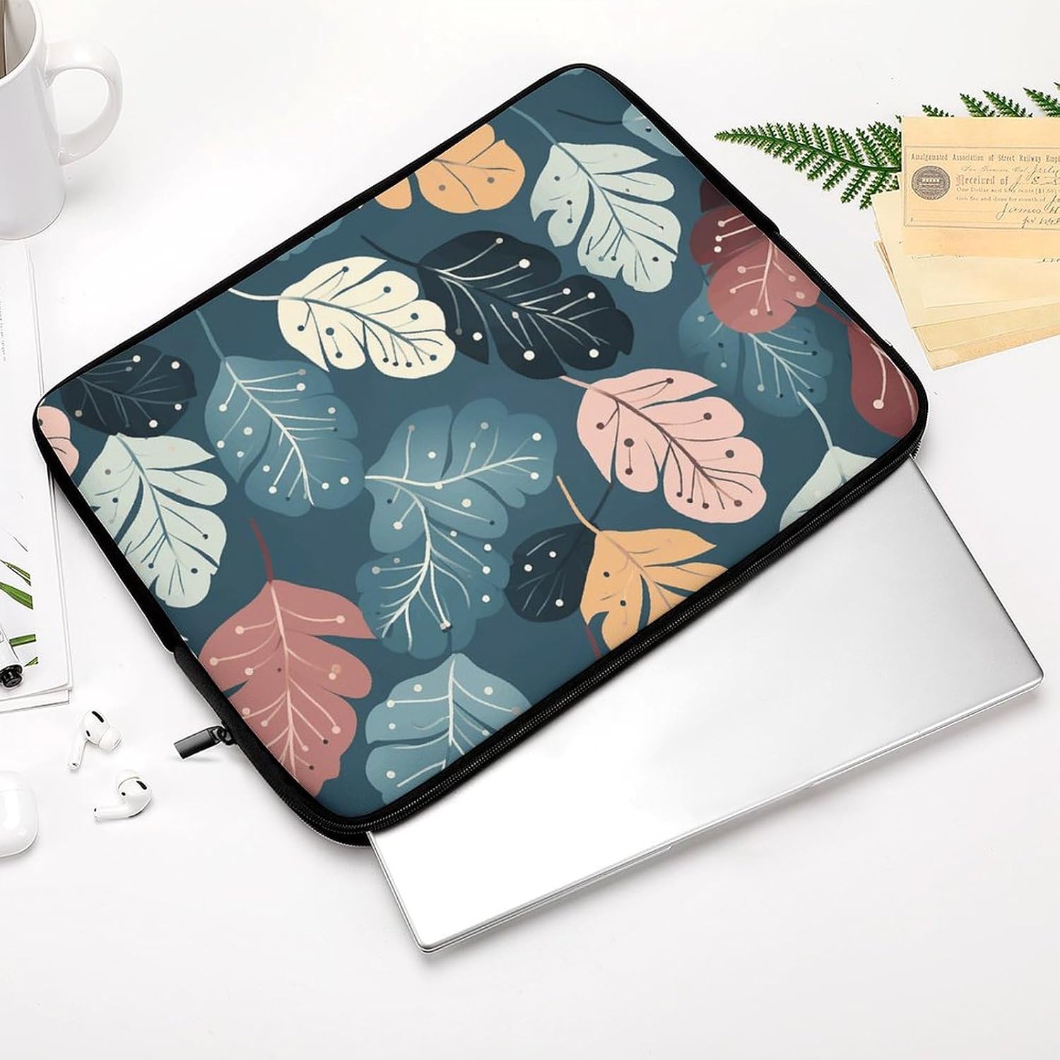 Laptop Case Shockproof Protective Computer Carrying Cover Luxury Cute Leaves Laptop Sleeve Case Briefcase Handbags Portable Laptop Sleeve Bag image 4