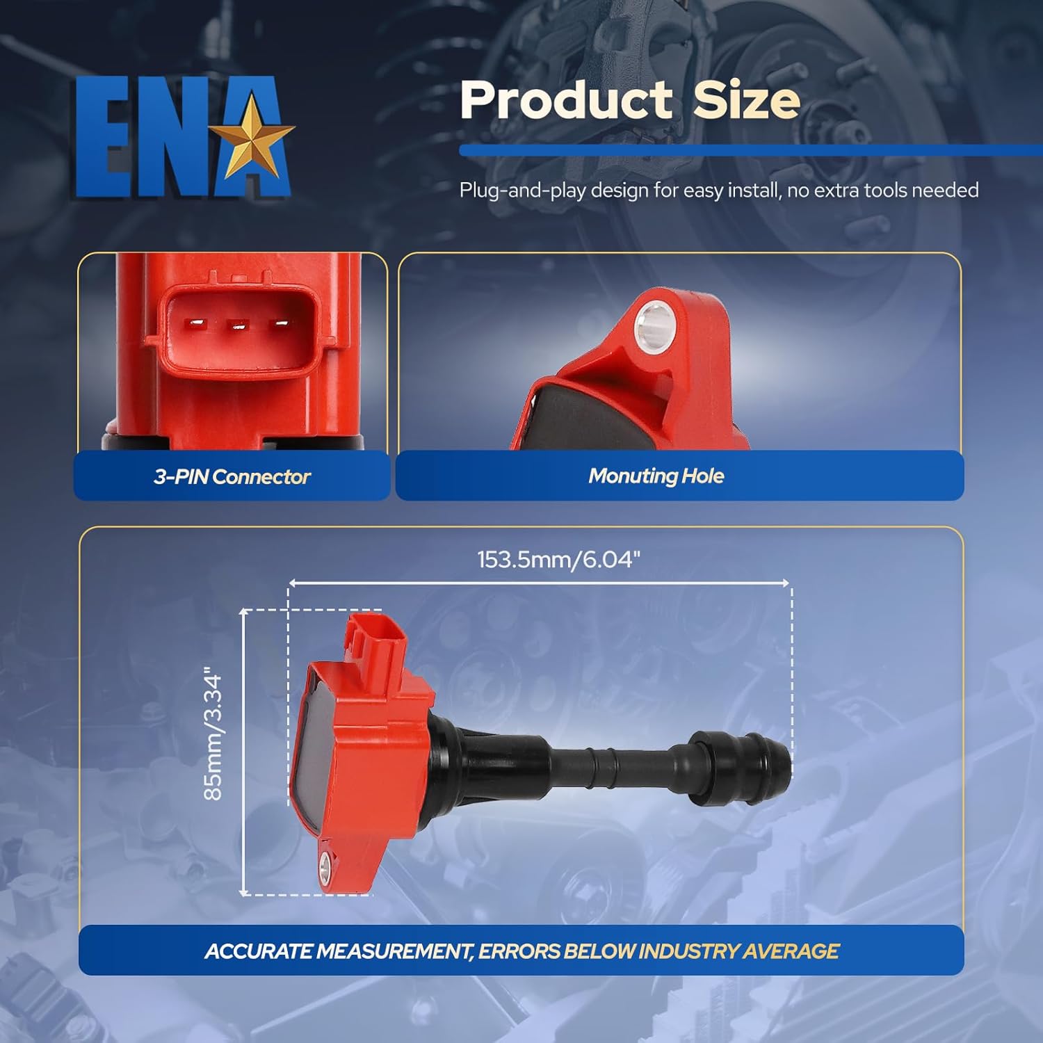 ENA Set of 8 Red Ignition Coil Pack Compatible with Infiniti Nissan 2007-2015 Armada, 2012-2017 NV2500 NV3500, 2008-2012 Pathfinder, 2008-15 TITAN, 2007-2010 QX56 5.6L V8 Coils for UF551 C1672