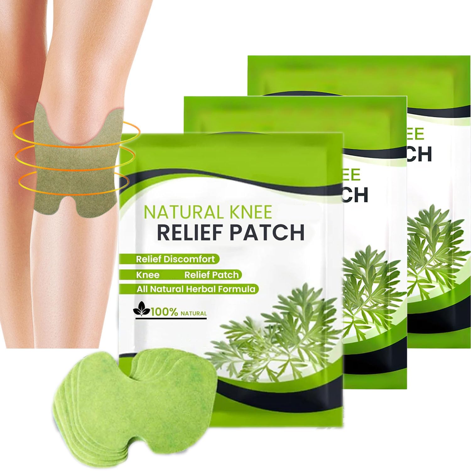 Flexiknee Natural Knee Relief Patch, 36 Pcs Wormwood Mlab Knee Patches Long Lasting Relief and Warming Herbal Plaster Patches, Relief Patch for Knee