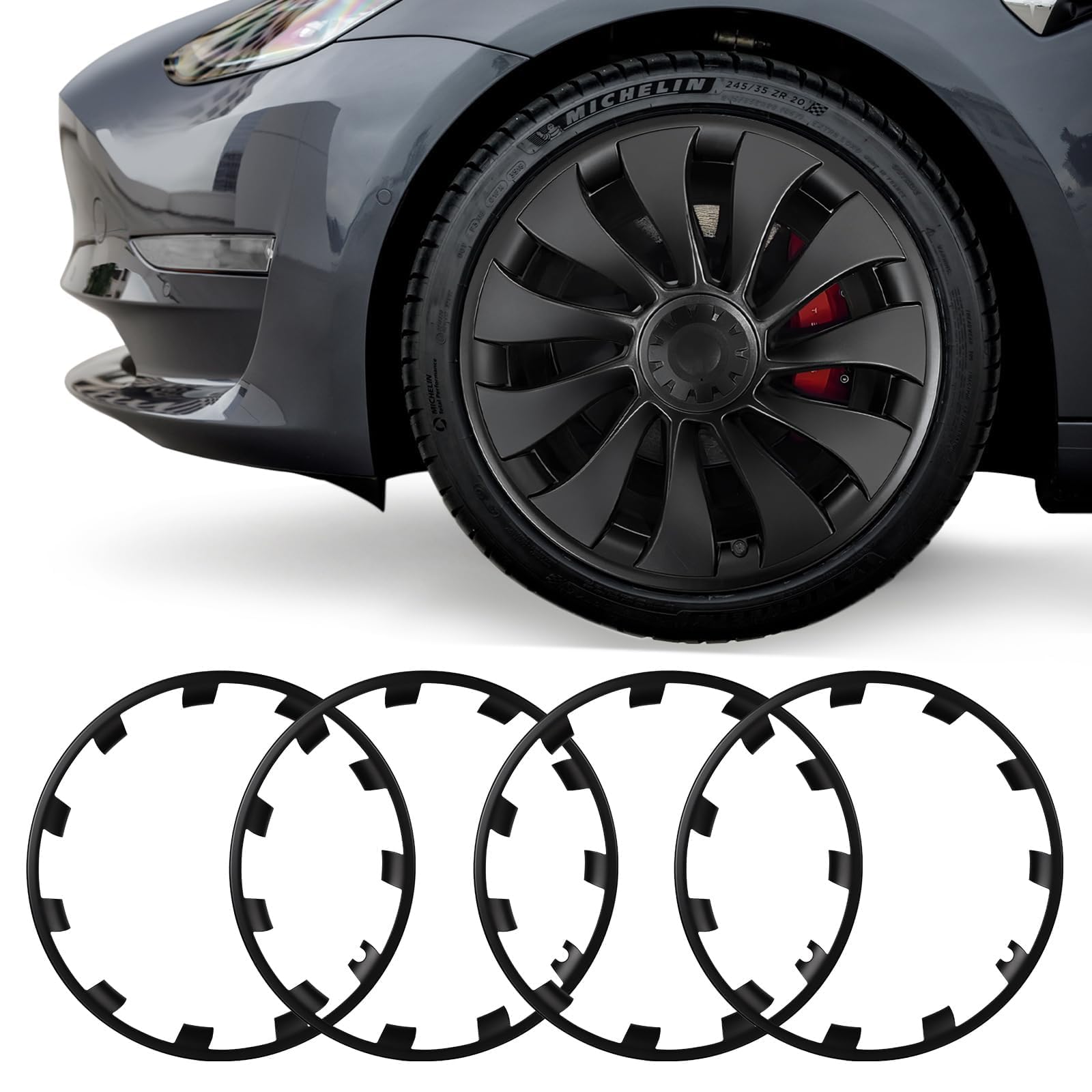 BASENOR Wheel Rim Protector for Tesla Model 3 Performance 20 Inch ABS Rim Protector Rim Hubcap Cover Car Protection for 2017-2023 Model 3 Performance Exterior Accessories