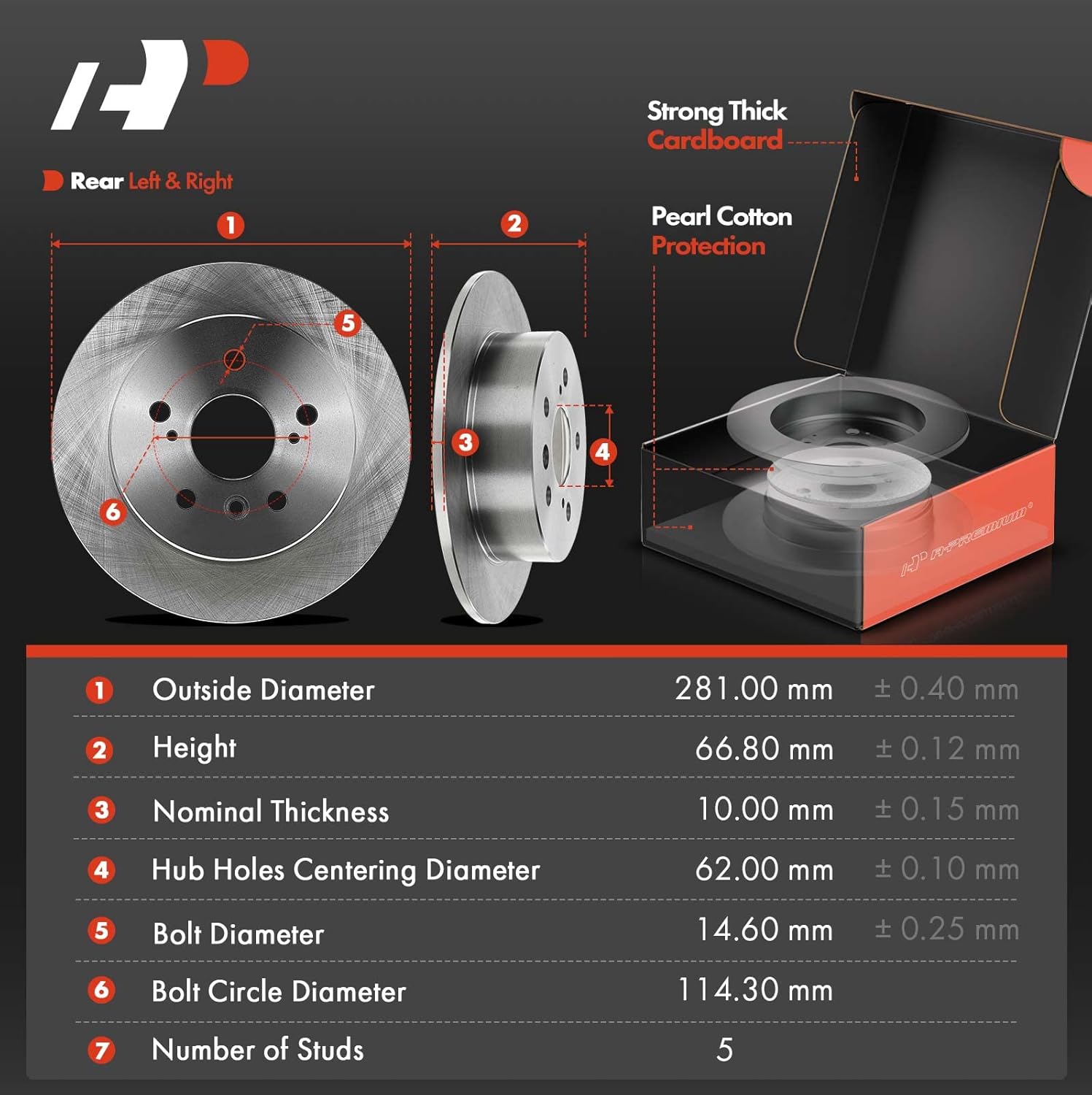 A-Premium Front Vented & Rear Solid Disc Brake Rotors + Ceramic Pads Kit Compatible with Select Toyota and Lexus Models - Camry 2007-2011, Avalon 2008-2012, ES350 2007-2012, 12-PC Set