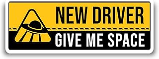 Magnet Me Up Give Me Space - Funny New Driver Magnet Decal - 3x8 Inches, Caution New Driver Sign, Full Color UV Print, Durable, Waterproof, Magnetic Vinyl for Vehicles, Great Gift, Made in USA