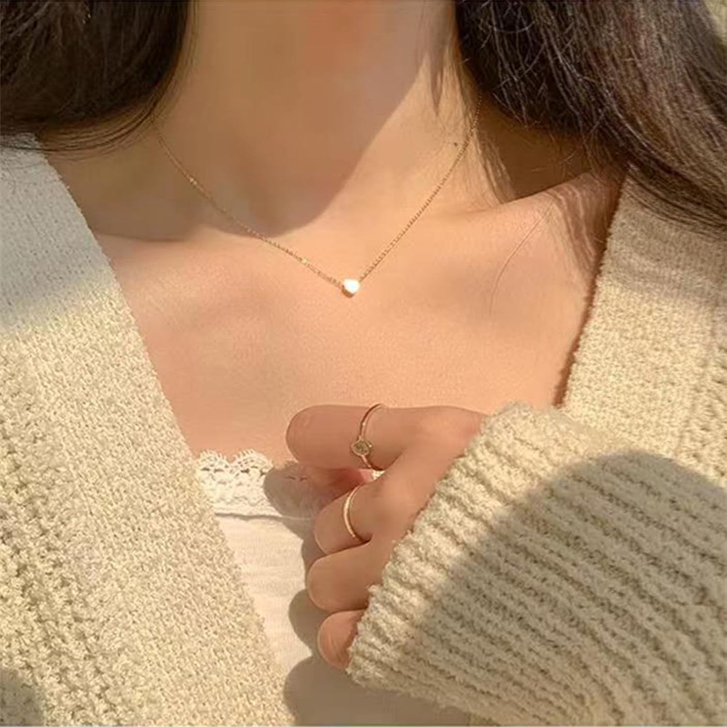 14k Gold Heart Necklaces for Women, Dainty Puffy Heart Stainless Steel Silver Choker Necklaces for Women, Uncommon James Paperclip Heart Necklace Aesthetic Jewelry - Image 4