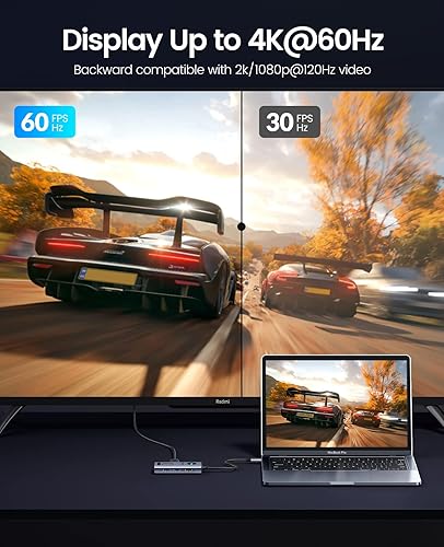 Miniatura 4 de Concentrador USB C de 10 Gbps, estación de acoplamiento para laptop USB-C 6 en 1 a 4K 60Hz HDMI, USB 3.2 10G, 2 USB 3.0, 100 W PD, Gigabit Ethernet