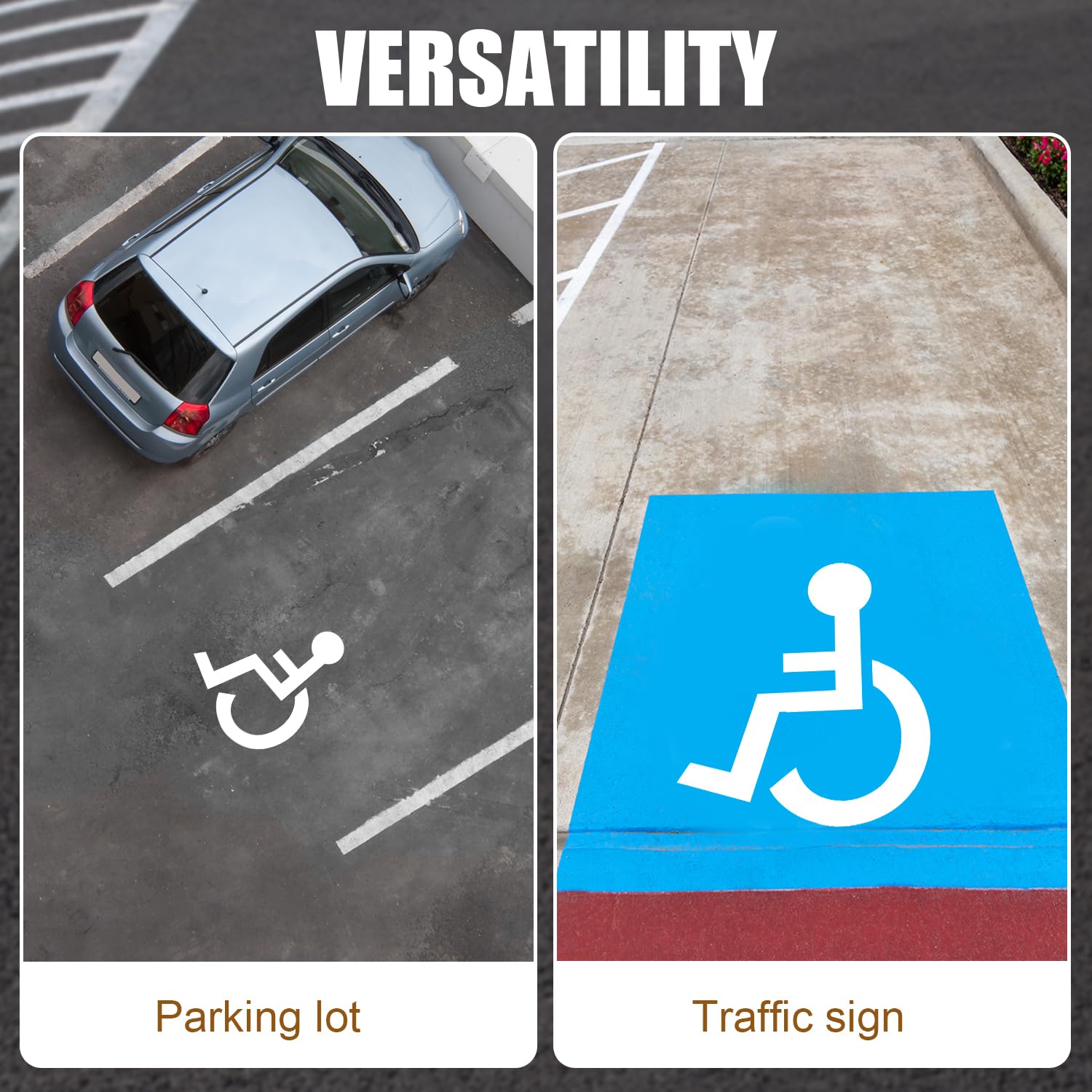 Pochoir pour Handicap pour Stationnement, 80x64cm Pochoir de Stationnement Réutilisable Panneaux pour Handicapés pour Parking Pochoirs de Trottoir pour Peinture