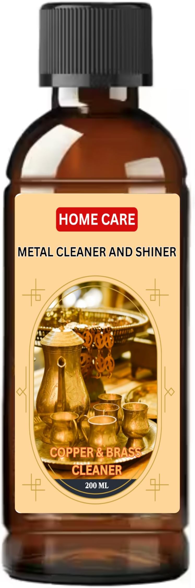 Home Care Metal Cleaner and Shiner Liquid 200 ml – Powerful Copper & Brass Cleaner for Utensils, Idols, Décor Items, Removes Tarnish and Restores Natural Shine (PACK OF 1)