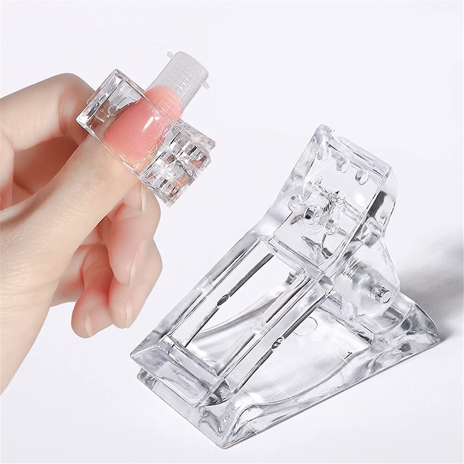 Lot De 5 Pinces à Ongles Transparentes Rose Pour Extensions Polygel - Marque Rejane's