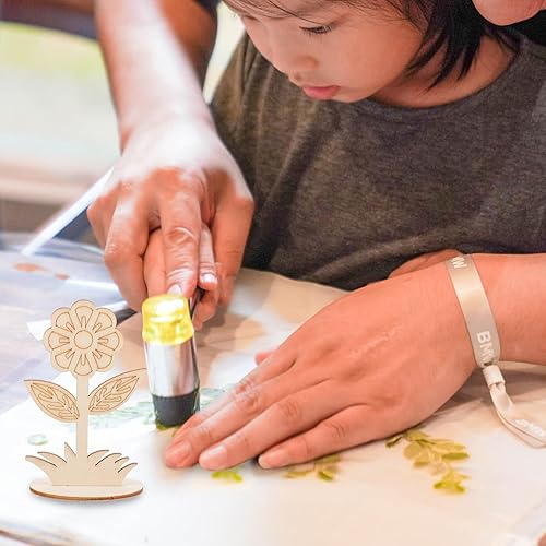 Miniatura 6 de EXCEART 20 plantillas de flores de madera DIY para pintar recortes florales sin terminar