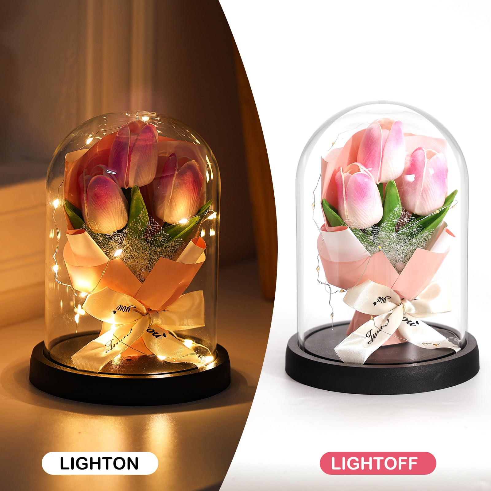 Fiore Artificiale Regalo di San Valentino per Donne, Idee Tulipani Regalo Donna, Romantico Kit di Tulipani Regalo Mamma Nonna, Regalo per Lei, Fiore Regalo Anniversario per Lei Idee Regalo Nascita