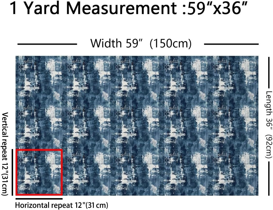 Feelyou Abstract Fabric by The Yard 5 Yard Geometric Upholstery Fabric for Chairs for Boys Girls Teens Modern Art Waterproof Outdoor Fabric Woaded Blue Reupholstery Fabric Decor Room Decor